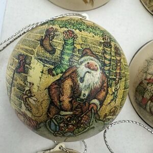 Lot Of 6 Old World Like Vintage Christmas Ornaments Santa Chimney Stocking Story